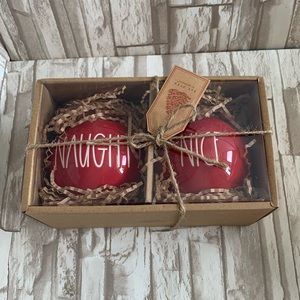 Rae Dunn Naughty and Nice Large Ornaments